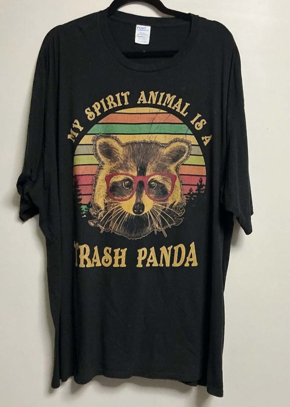 Port & Company Trash Panda Raccoon Graphic Tee Size 5XL Black